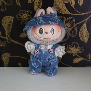 Labubu Clothes -  Denim Bucket Hat and Jumpsuit Set (DOLL NOT INCLUDED)